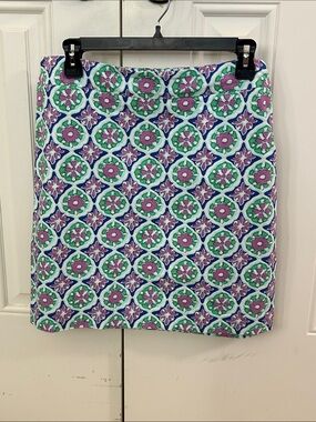 Talbots Green, Purple & White Geo Floral Mini Skirt